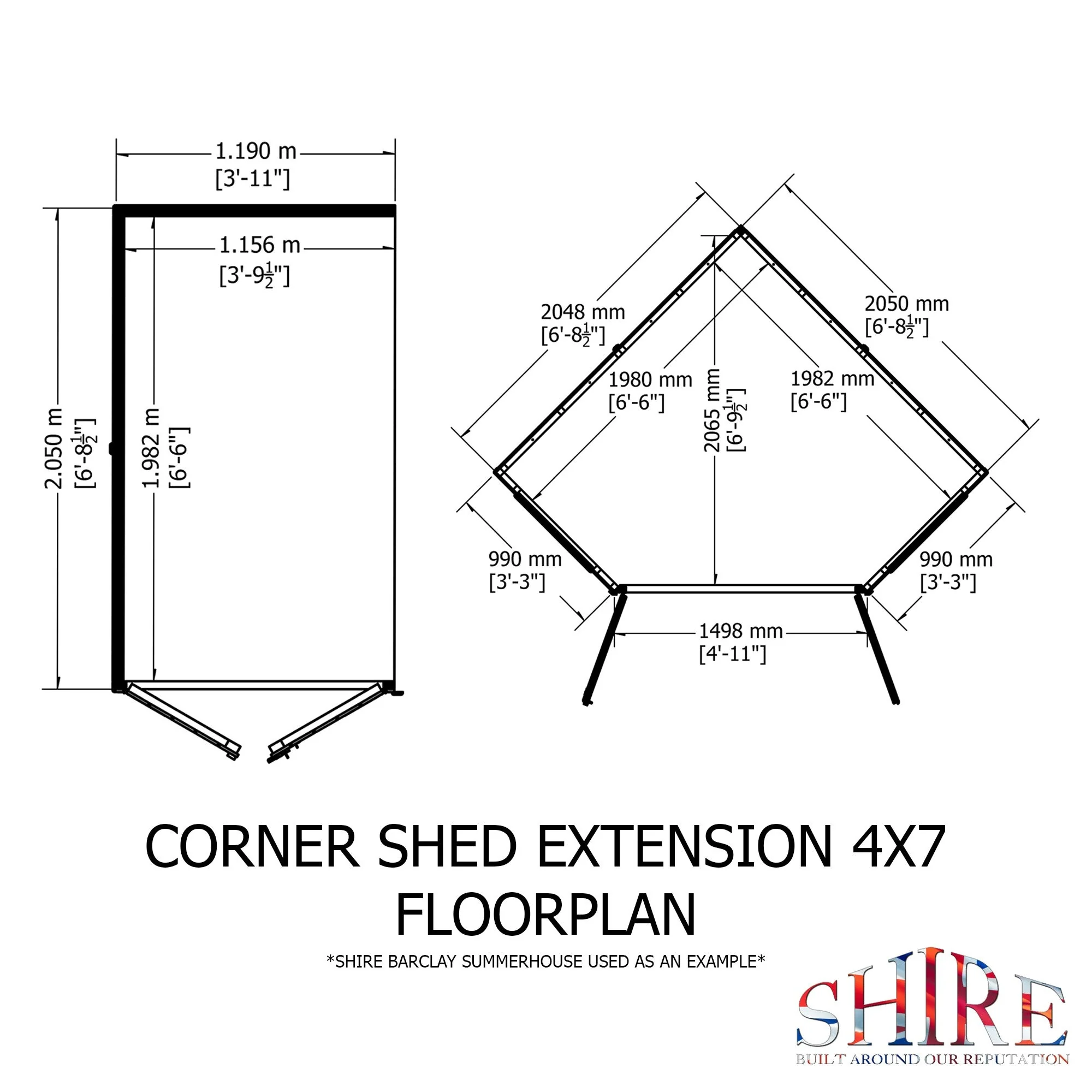 Shire Barclay 3' 9" x 6' 8" Pent Summerhouse with Side Shed - Premium Coated Shiplap - Image 3