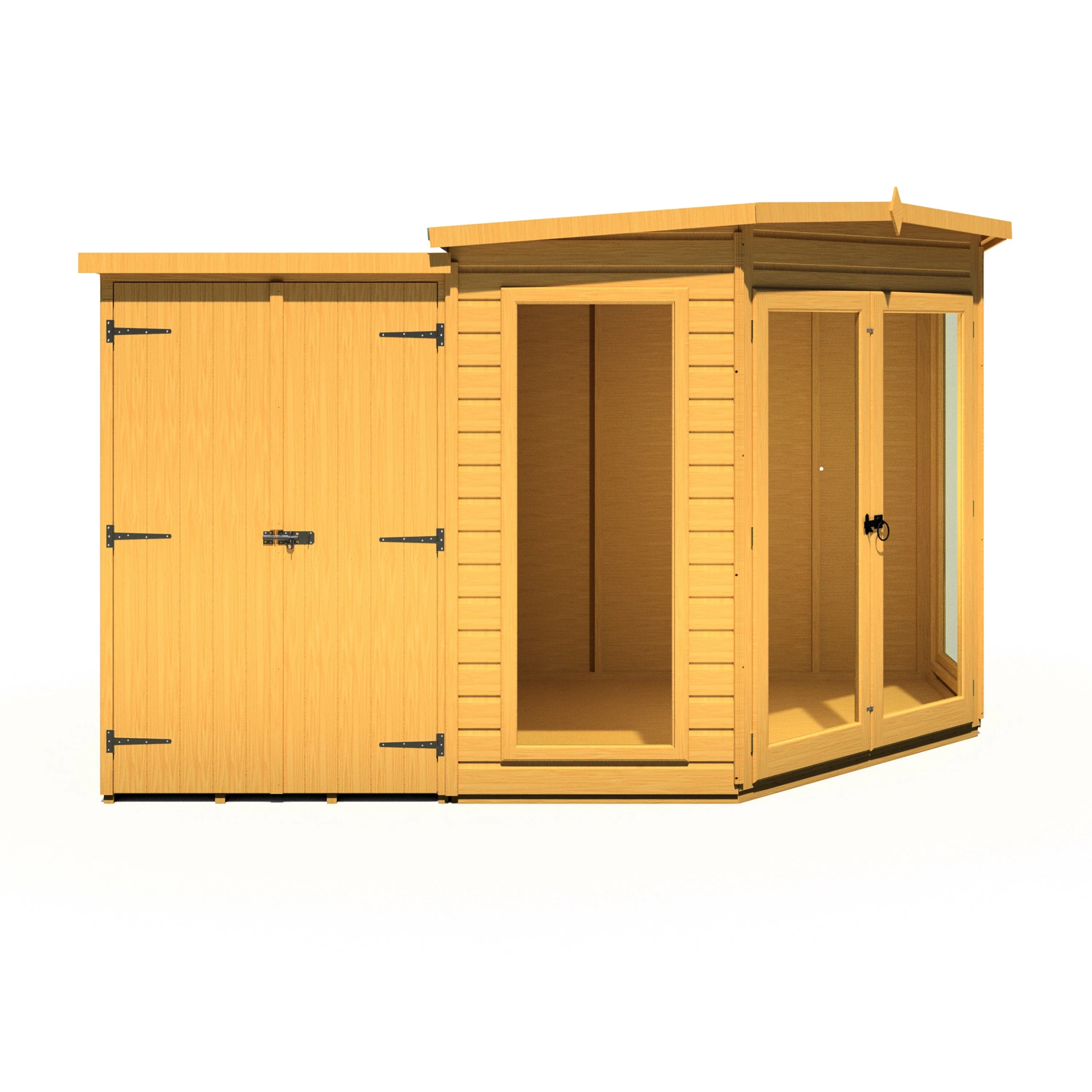Shire Barclay 3' 9" x 6' 8" Pent Summerhouse with Side Shed - Premium Coated Shiplap - Image 5