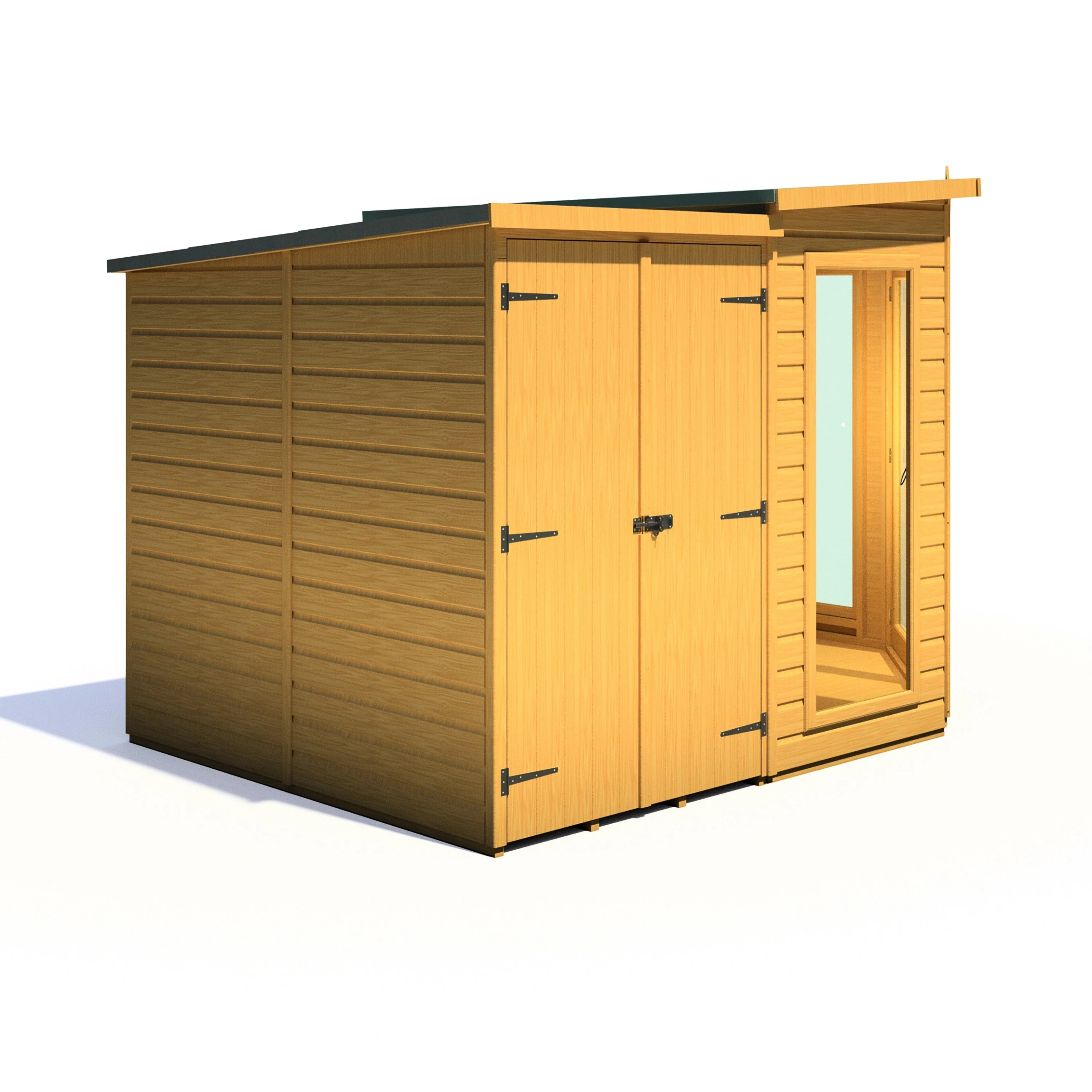 Shire Barclay 3' 9" x 6' 8" Pent Summerhouse with Side Shed - Premium Coated Shiplap - Image 8