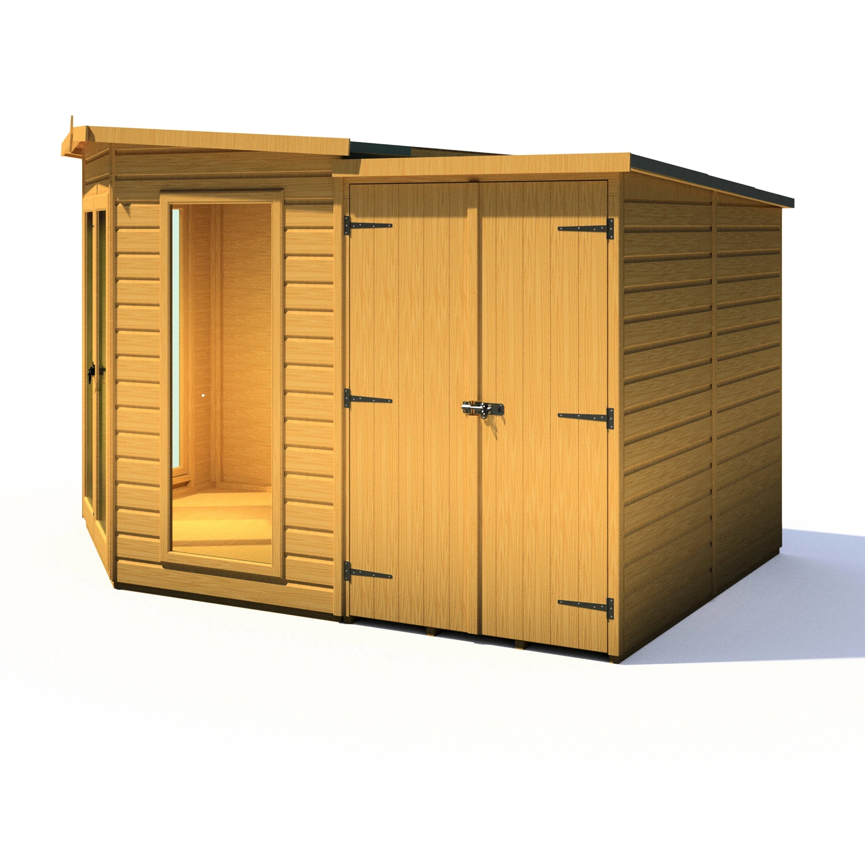 Shire Barclay 3' 9" x 7' 4" Pent Summerhouse with Side Shed - Premium Coated Shiplap - Image 7