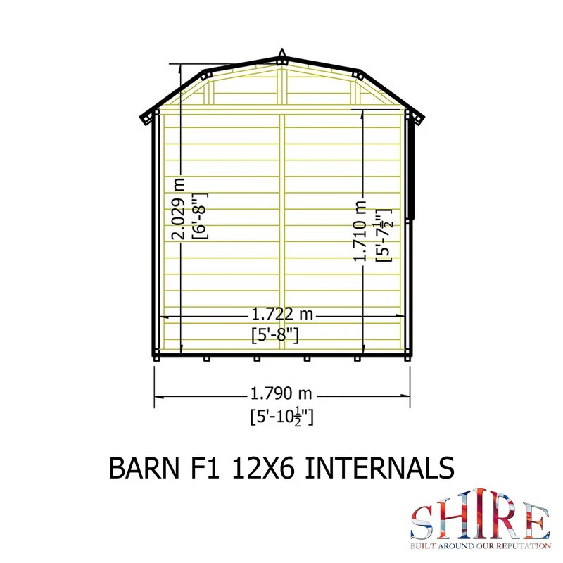 Shire Barn 11' 9" x 5' 10" Barn Shed - Premium Coated Shiplap - Image 8