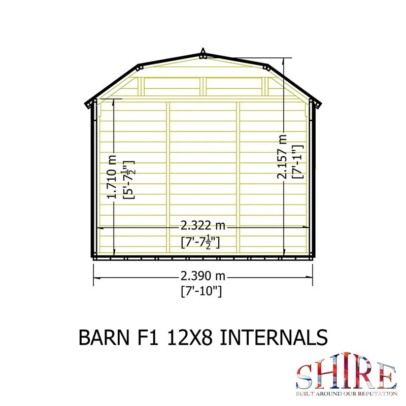 Shire Barn 11' 9" x 7' 10" Barn Shed - Premium Coated Shiplap - Image 2