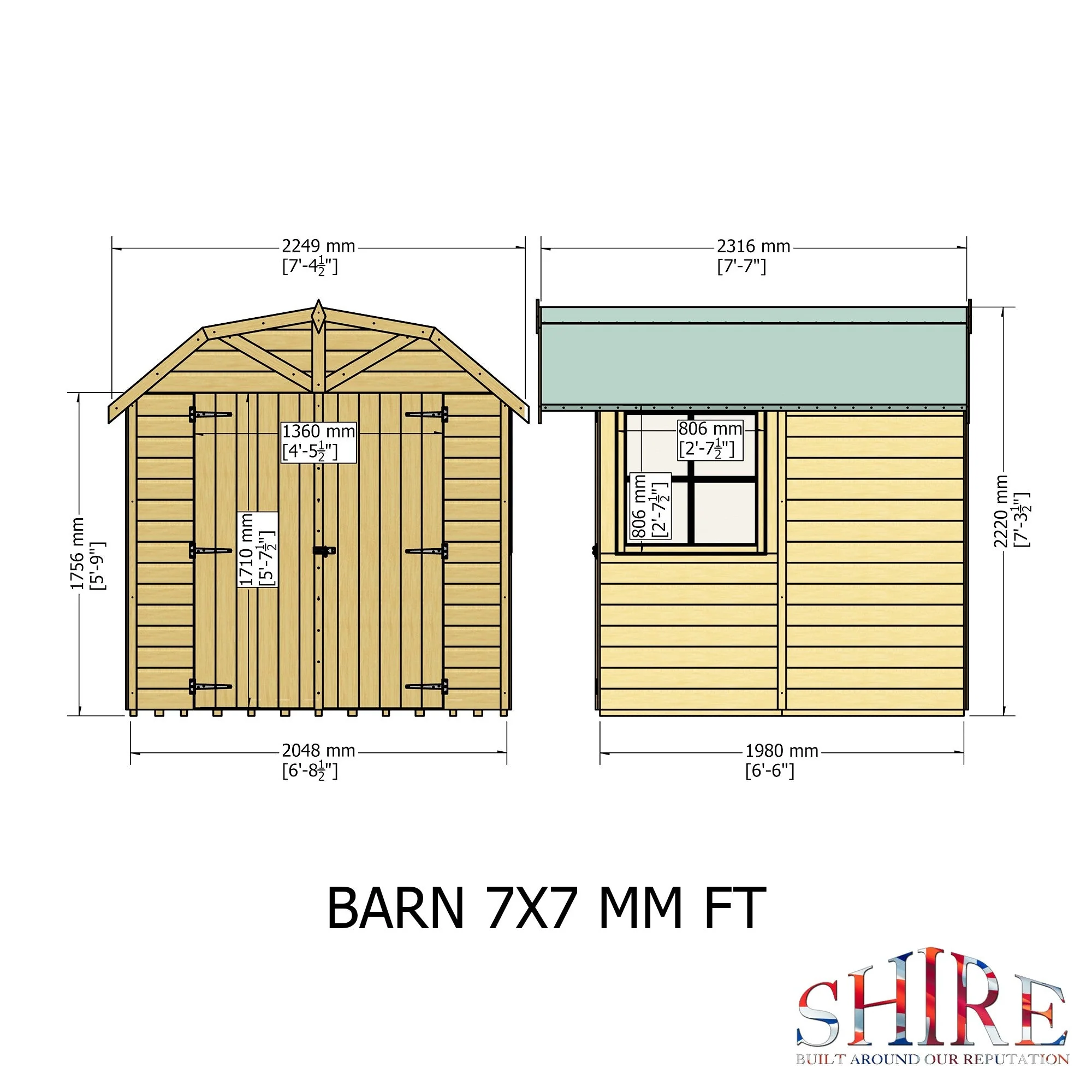 Barn 6' 3" x 6' 8" Barn Shed - Premium Dip Treated Shiplap - Image 4