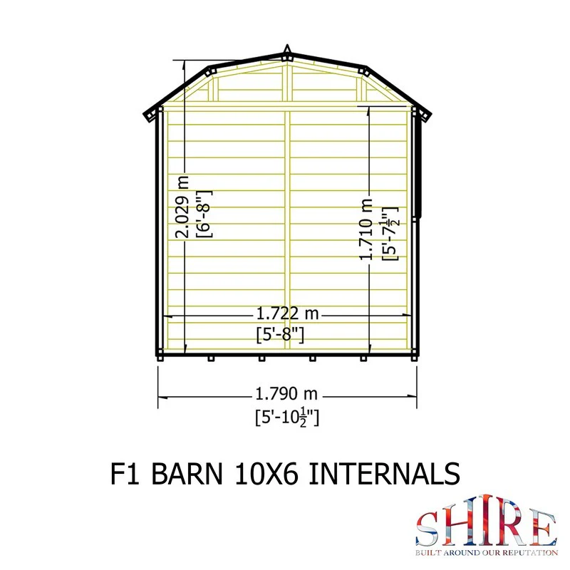 Shire Barn 9' 9" x 5' 10" Barn Shed - Premium Coated Shiplap - Image 10