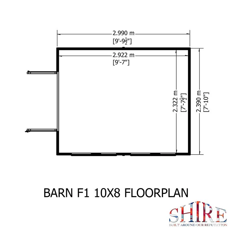 Shire Barn 9' 9" x 7' 10" Barn Shed - Premium Coated Shiplap - Image 7