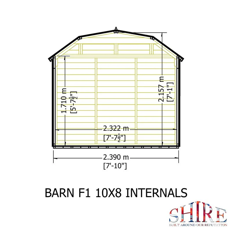 Shire Barn 9' 9" x 7' 10" Barn Shed - Premium Coated Shiplap - Image 8
