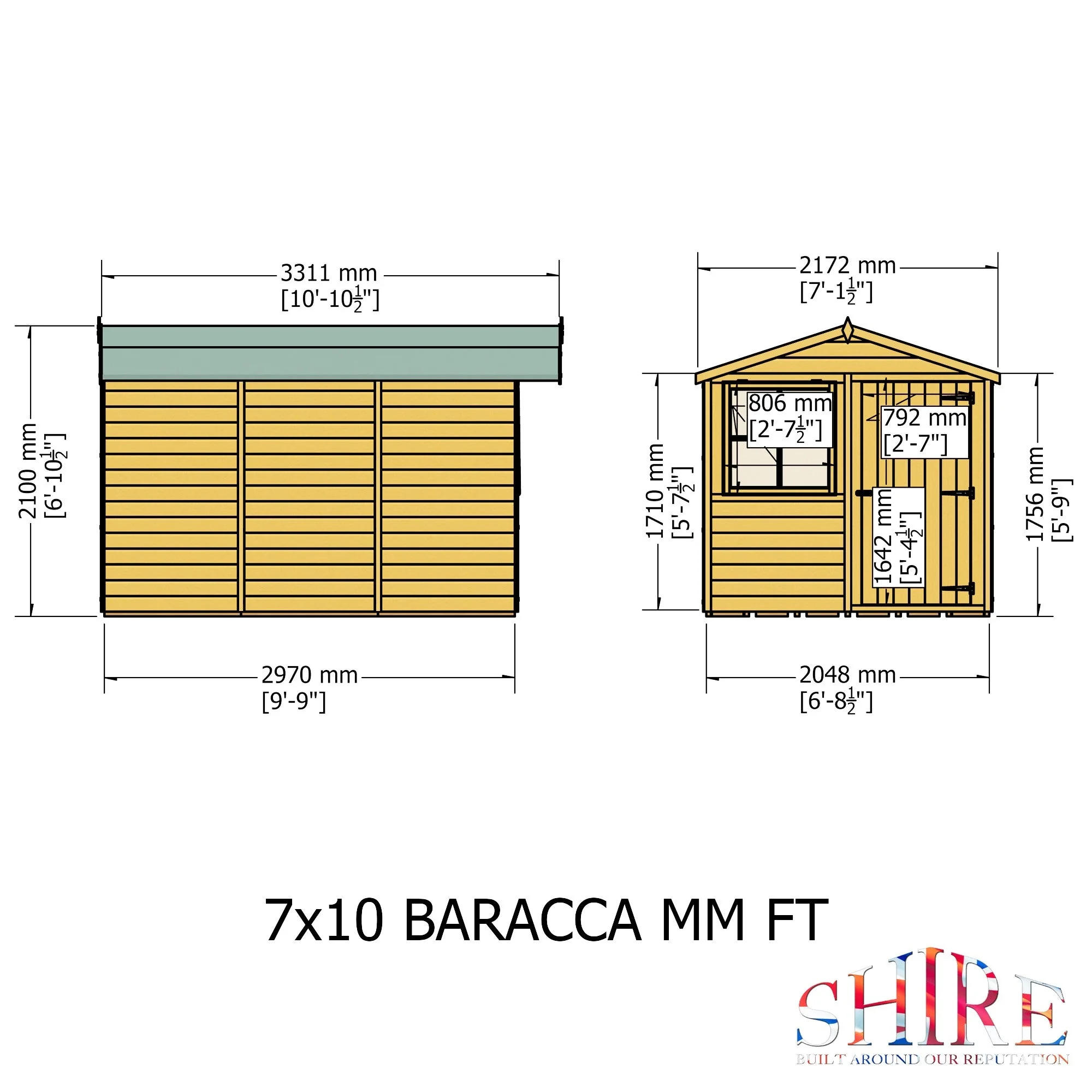 Barraca 9' 6" x 6' 8" Apex Shed - Premium Dip Treated Shiplap - Image 3