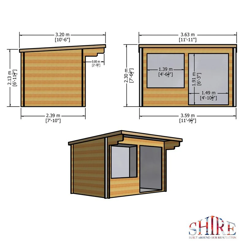 Shire Belgravia 10' 5" x 11' 10" Pent Summerhouse - Premium 28mm Cladding Overlap - Image 7
