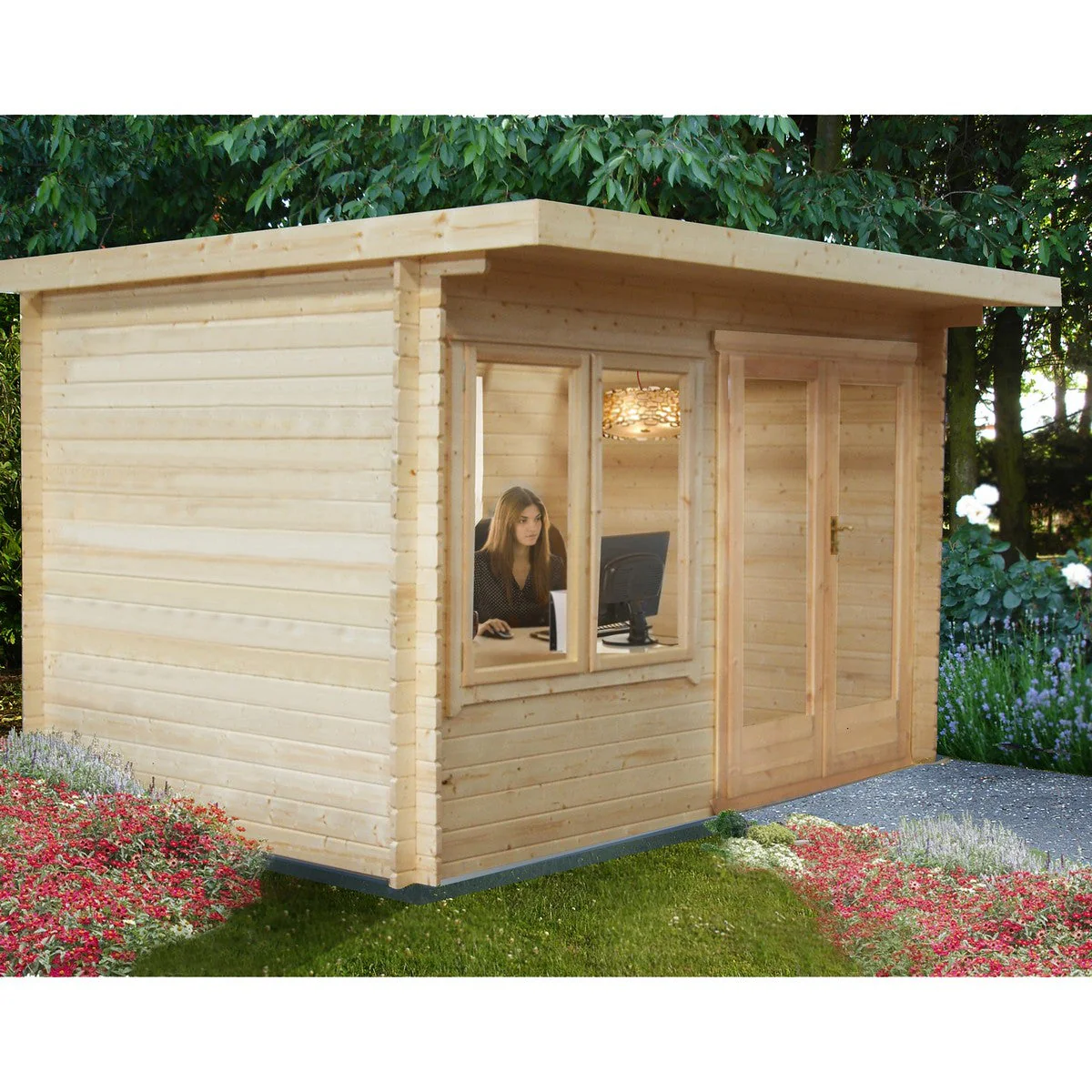 Shire Belgravia 9' 9" x 11' 9" Pent Log Cabin - Premium 70mm Cladding Tongue & Groove - Image 2