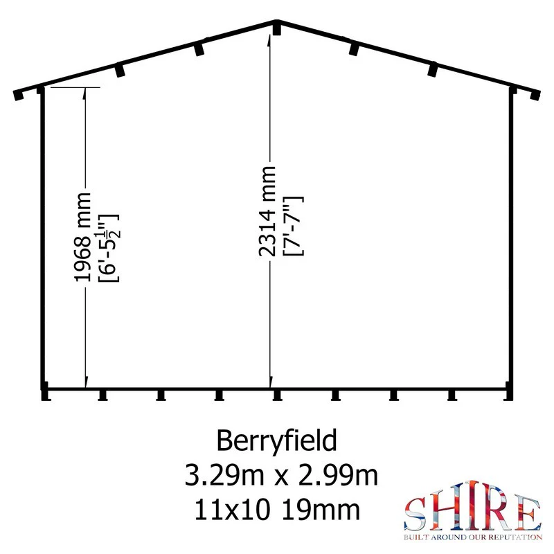 Berryfield 9' x 10' 9" Apex Log Cabin - Premium 19mm Cladding Log Clad - Image 8