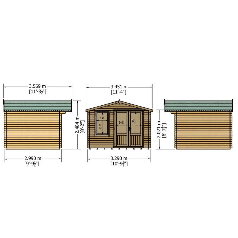 Berryfield 9' x 10' 9" Apex Log Cabin - Premium 19mm Cladding Log Clad - Image 9