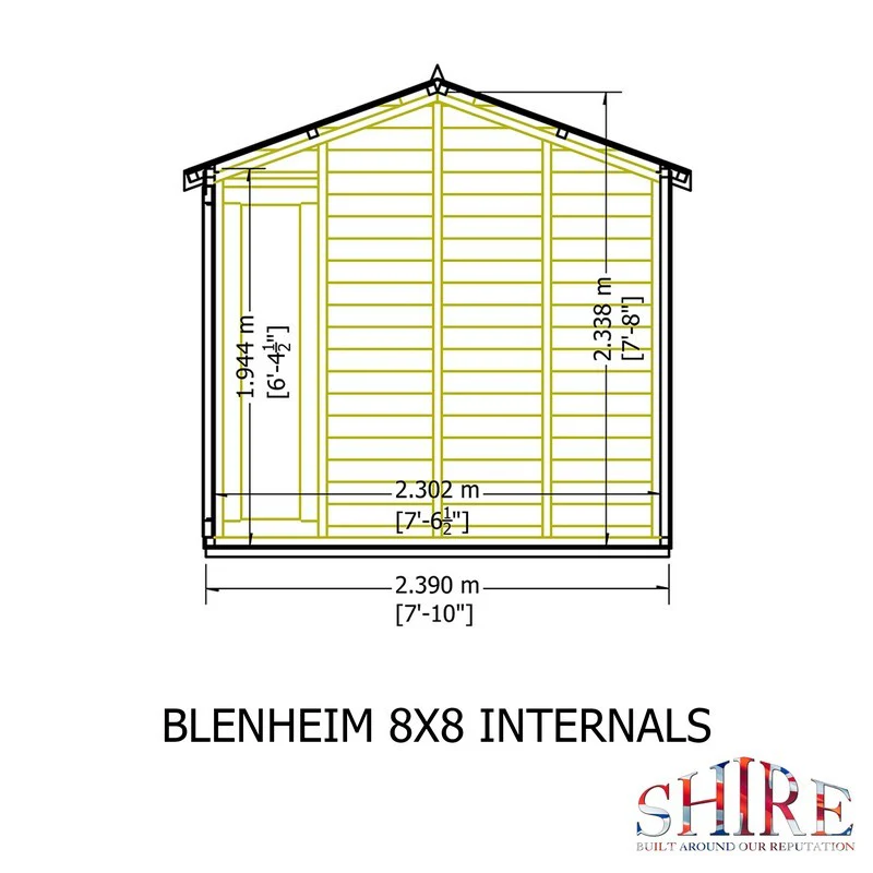 Shire Blenheim 7' 10" x 7' 10" Reverse Apex Summerhouse - Premium Dip Treated Shiplap - Image 10