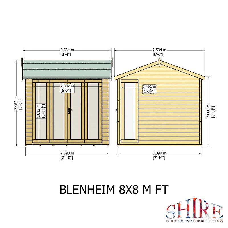 Shire Blenheim 7' 10" x 7' 10" Reverse Apex Summerhouse - Premium Dip Treated Shiplap - Image 11