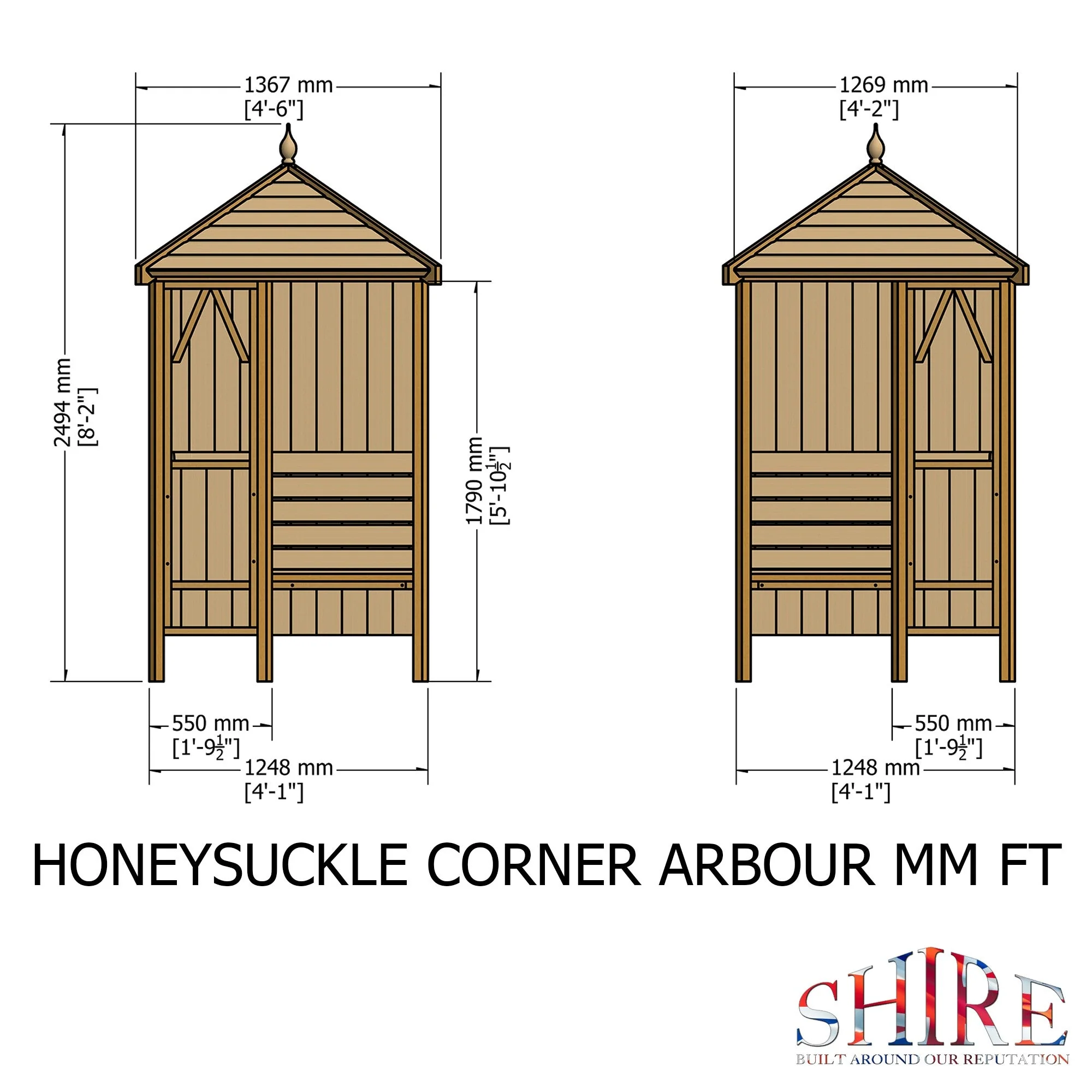 Shire Blue Honeysuckle Corner Garden Arbour 4' x 4' - Image 4