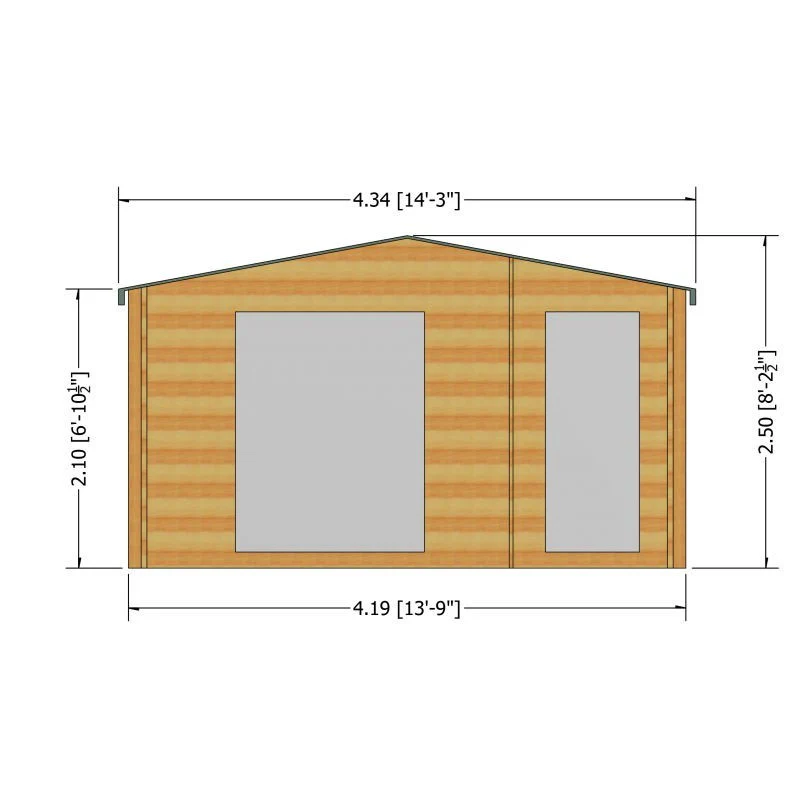 Shire Bourne 13' 8" x 15' 8" Apex Log Cabin - Premium 44mm Cladding Tongue & Groove - Image 3
