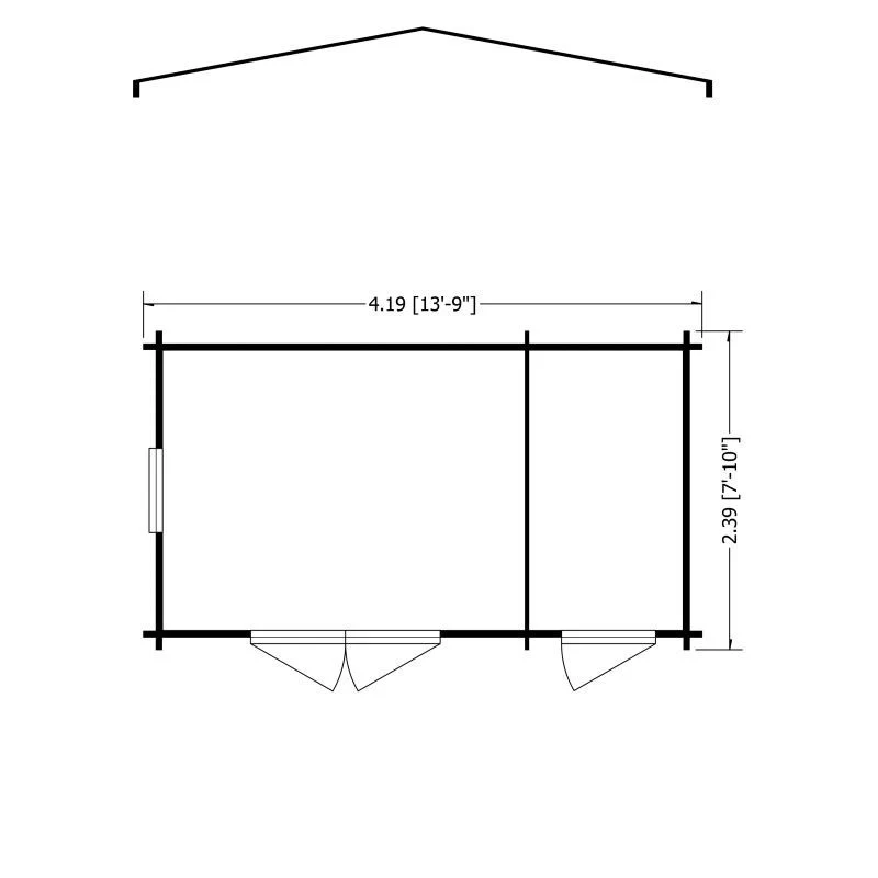 Shire Bourne 13' 8" x 7' 10" Apex Log Cabin - Premium 44mm Cladding Tongue & Groove - Image 2