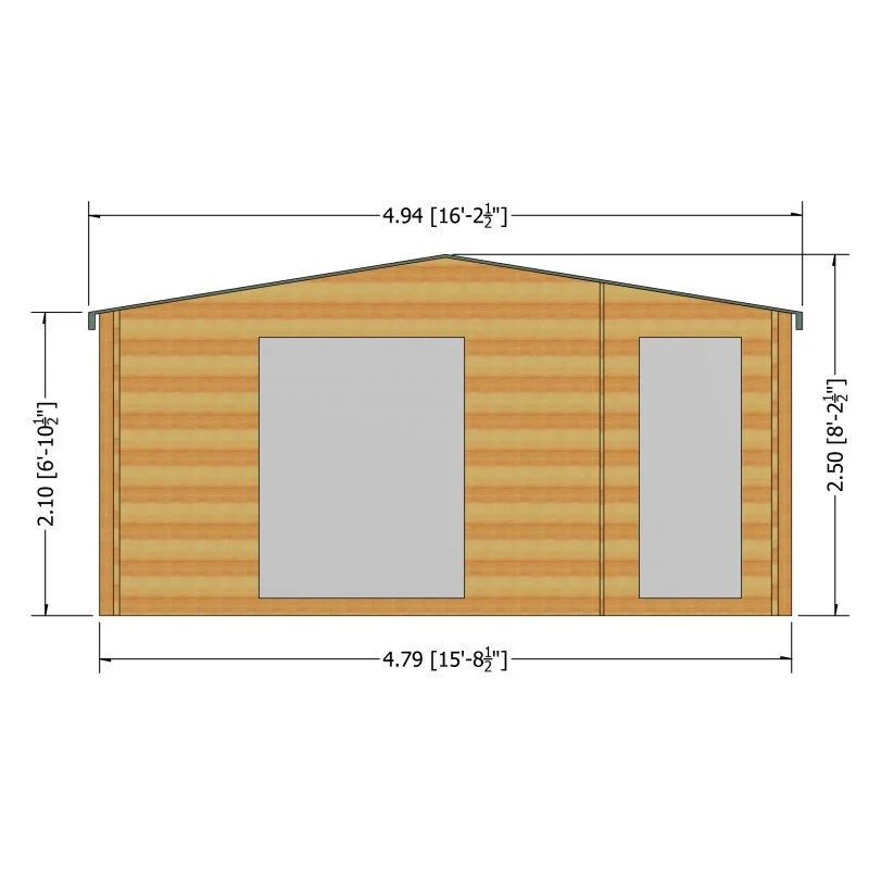 Shire Bourne 15' 6" x 15' 8" Apex Log Cabin - Premium 28mm Cladding Tongue & Groove - Image 3