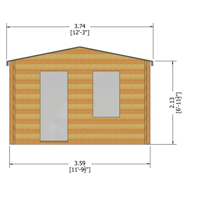 Shire Bucknells 11' 9" x 9' 9" Apex Log Cabin - Premium 44mm Cladding Tongue & Groove - Image 9