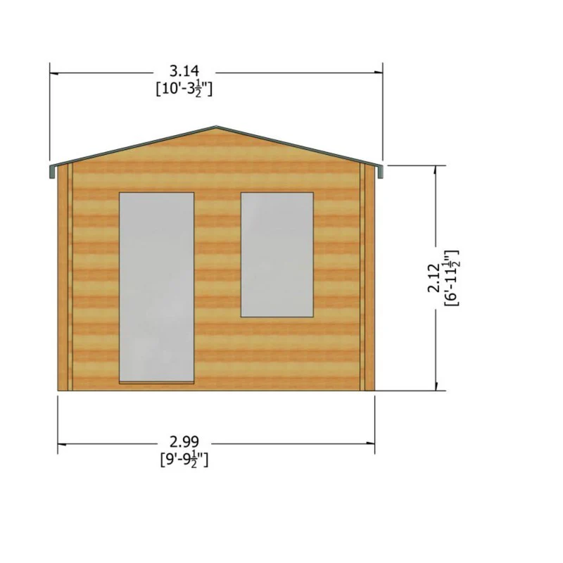 Shire Bucknells 9' 9" x 11' 9" Apex Log Cabin - Premium 44mm Cladding Tongue & Groove - Image 9