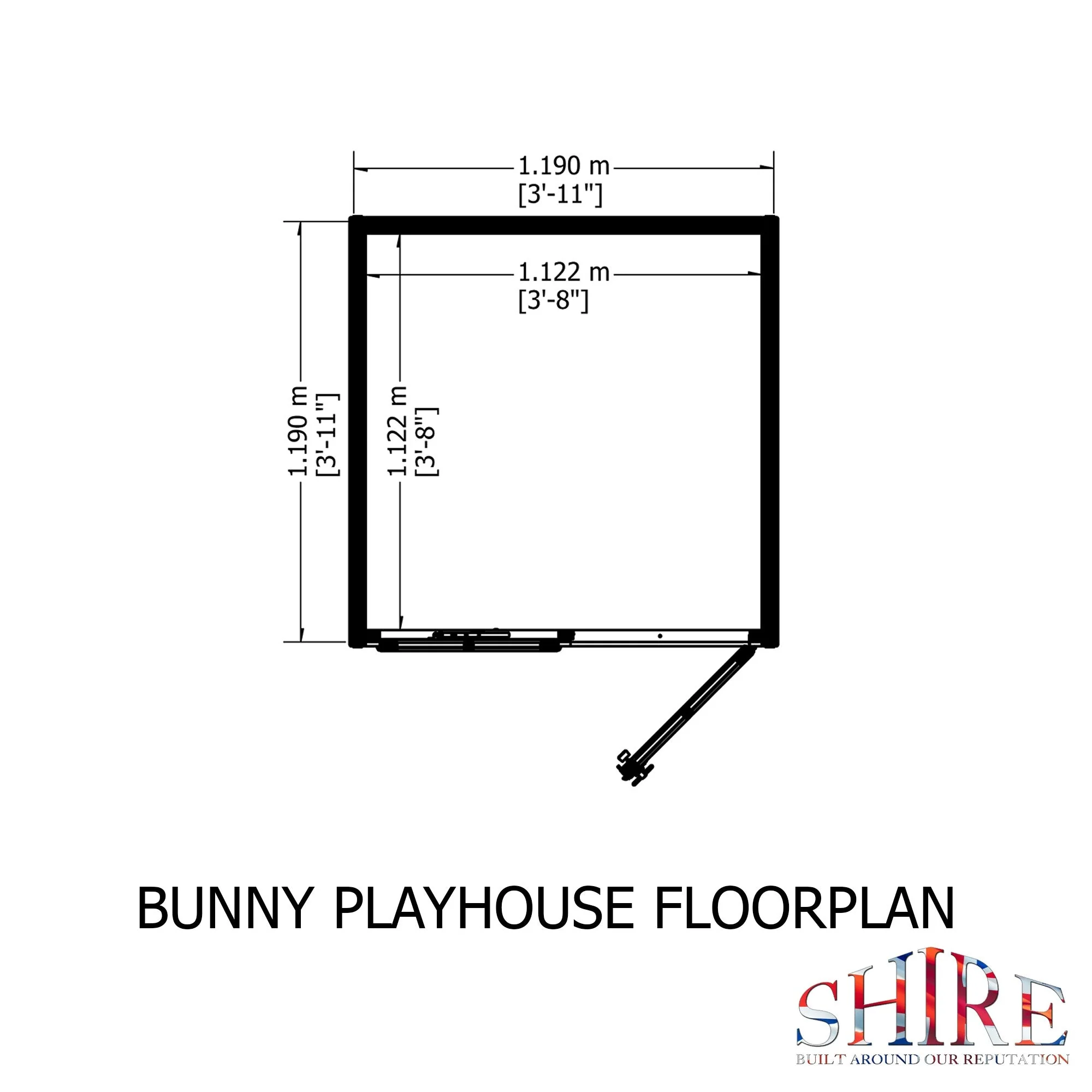 Bunny 3' 8" x 3' 10" Apex Children's Playhouse - Premium Dip Treated Shiplap - Image 3