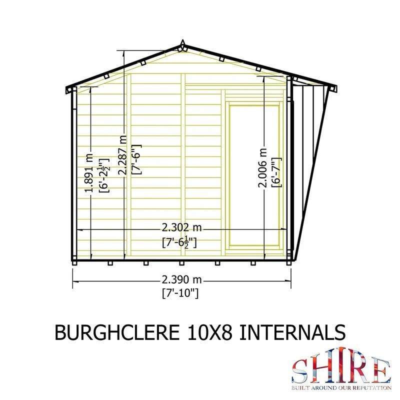 Shire Burghclere 7' 10" x 10' Reverse Apex Summerhouse - Premium Dip Treated Shiplap - Image 10