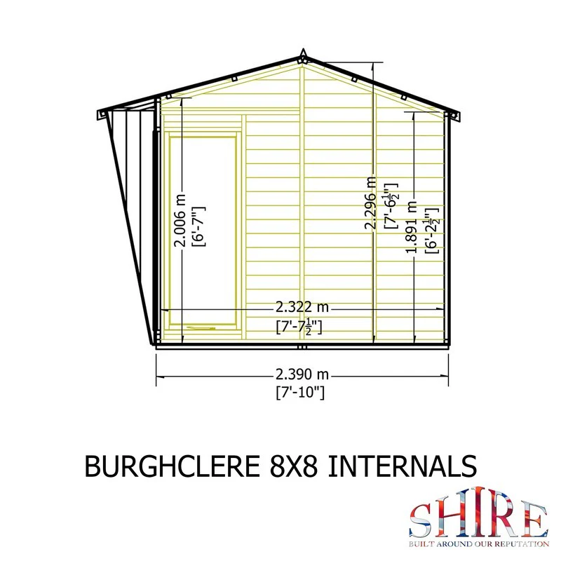 Shire Burghclere 7' 10" x 7' 10" Reverse Apex Summerhouse - Premium Dip Treated Shiplap - Image 8