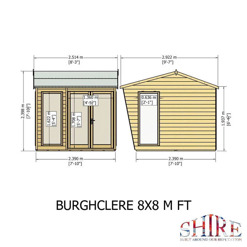 Shire Burghclere 7' 10" x 7' 10" Reverse Apex Summerhouse - Premium Dip Treated Shiplap - Image 9
