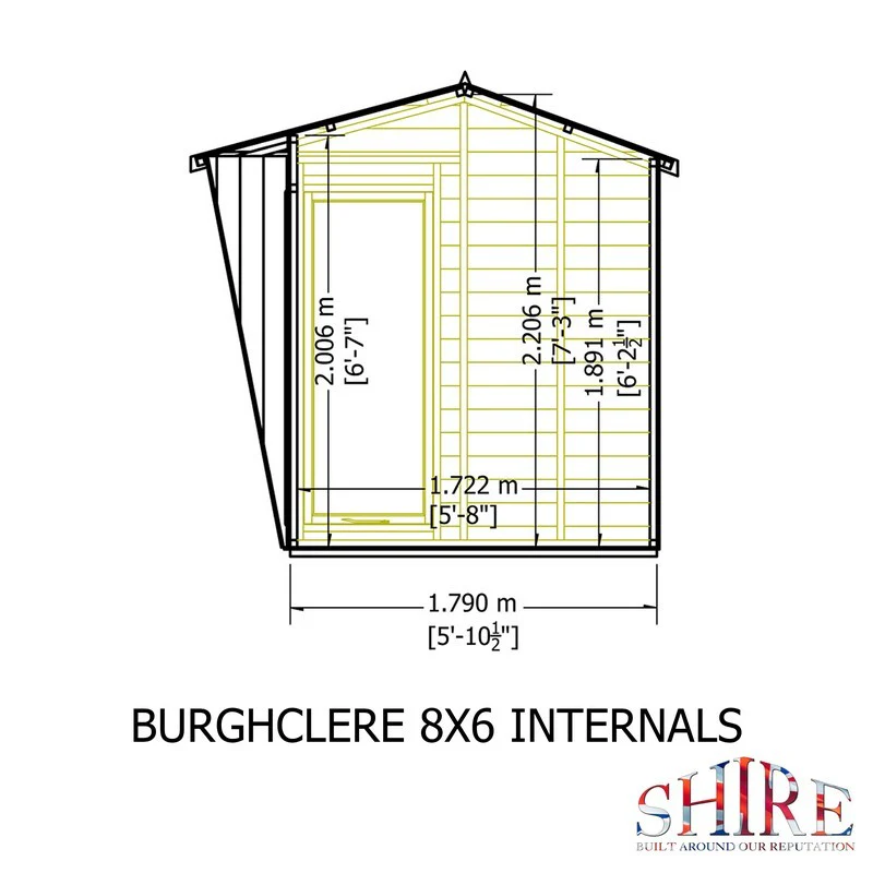 Shire Burghclere 7' 7" x 8' 2" Reverse Apex Summerhouse - Premium Dip Treated Shiplap - Image 8