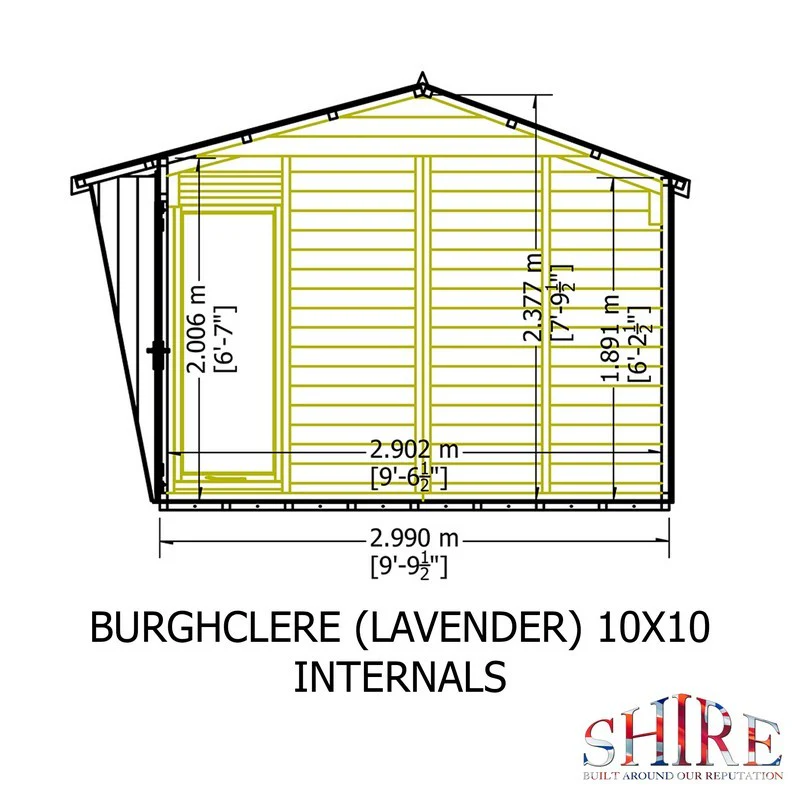 Shire Burghclere 9' 9" x 10' Reverse Apex Summerhouse - Premium Dip Treated Shiplap - Image 8