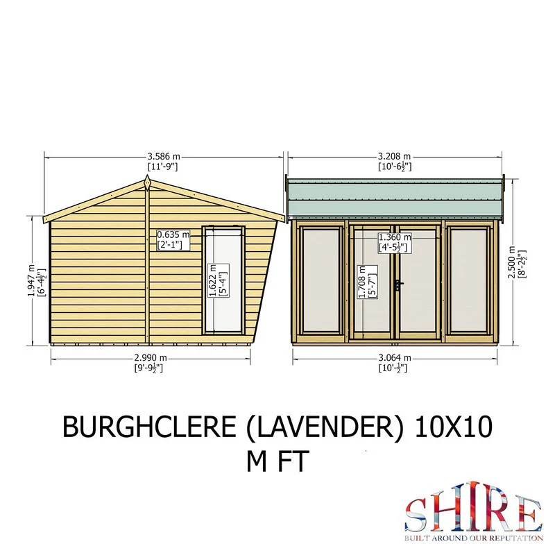Shire Burghclere 9' 9" x 10' Reverse Apex Summerhouse - Premium Dip Treated Shiplap - Image 9