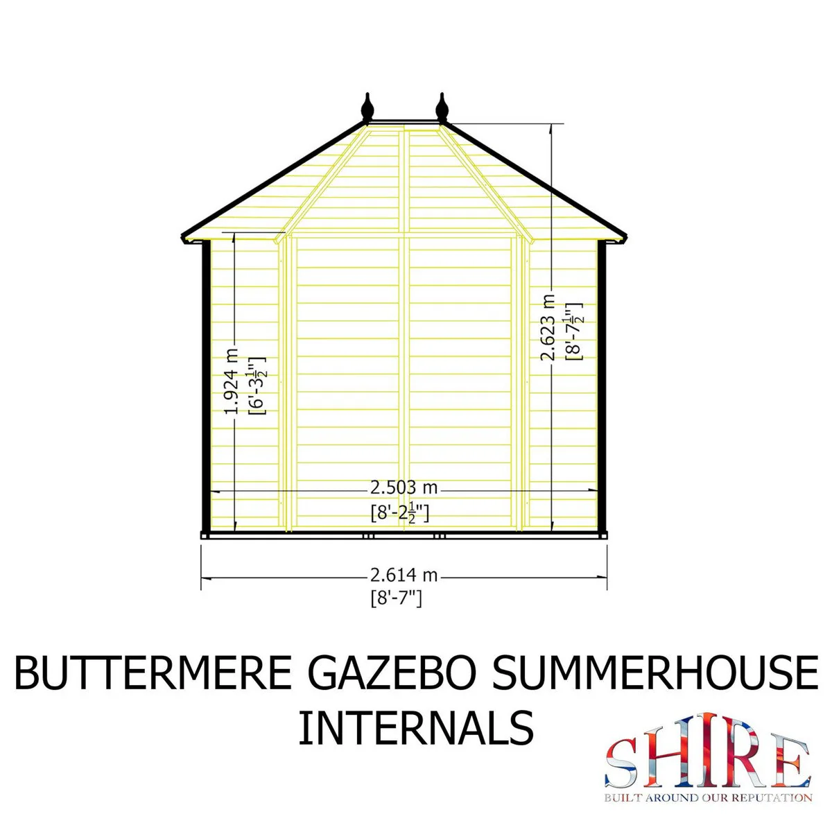 Shire Buttermere 5' 10" x 8' 6" Hexagonal Hip Summerhouse - Premium Dip Treated Shiplap - Image 10