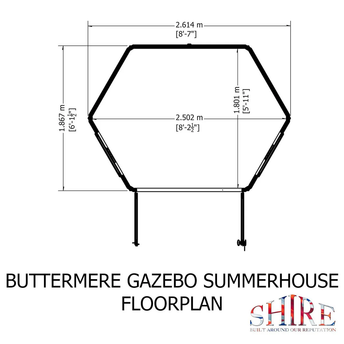 Shire Buttermere 5' 10" x 8' 6" Hexagonal Hip Summerhouse - Premium Dip Treated Shiplap - Image 11