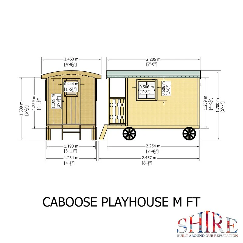 Shire Caboose 7' 6" x 4' 9" Curved Children's Playhouse - Classic Dip Treated Shiplap - Image 11