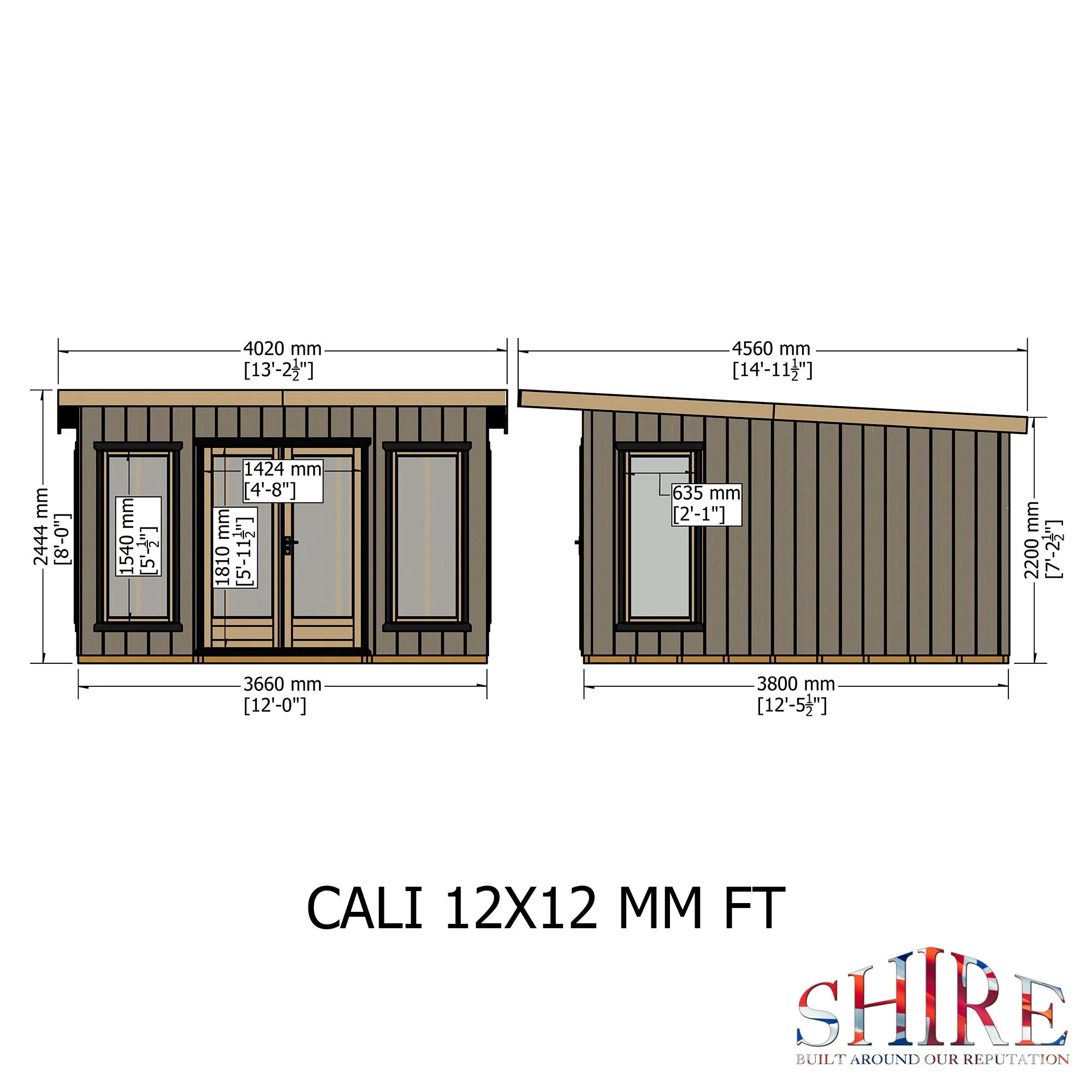 Shire Cali 12' 5" x 12' Pent Garden Office - Premium Wax Board - Image 4