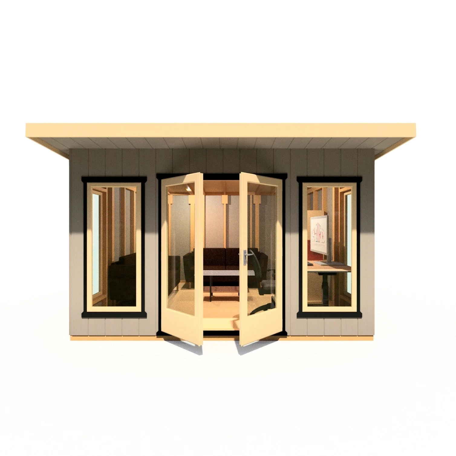 Shire Cali 12' 5" x 12' Pent Garden Office - Premium Wax Board - Image 6