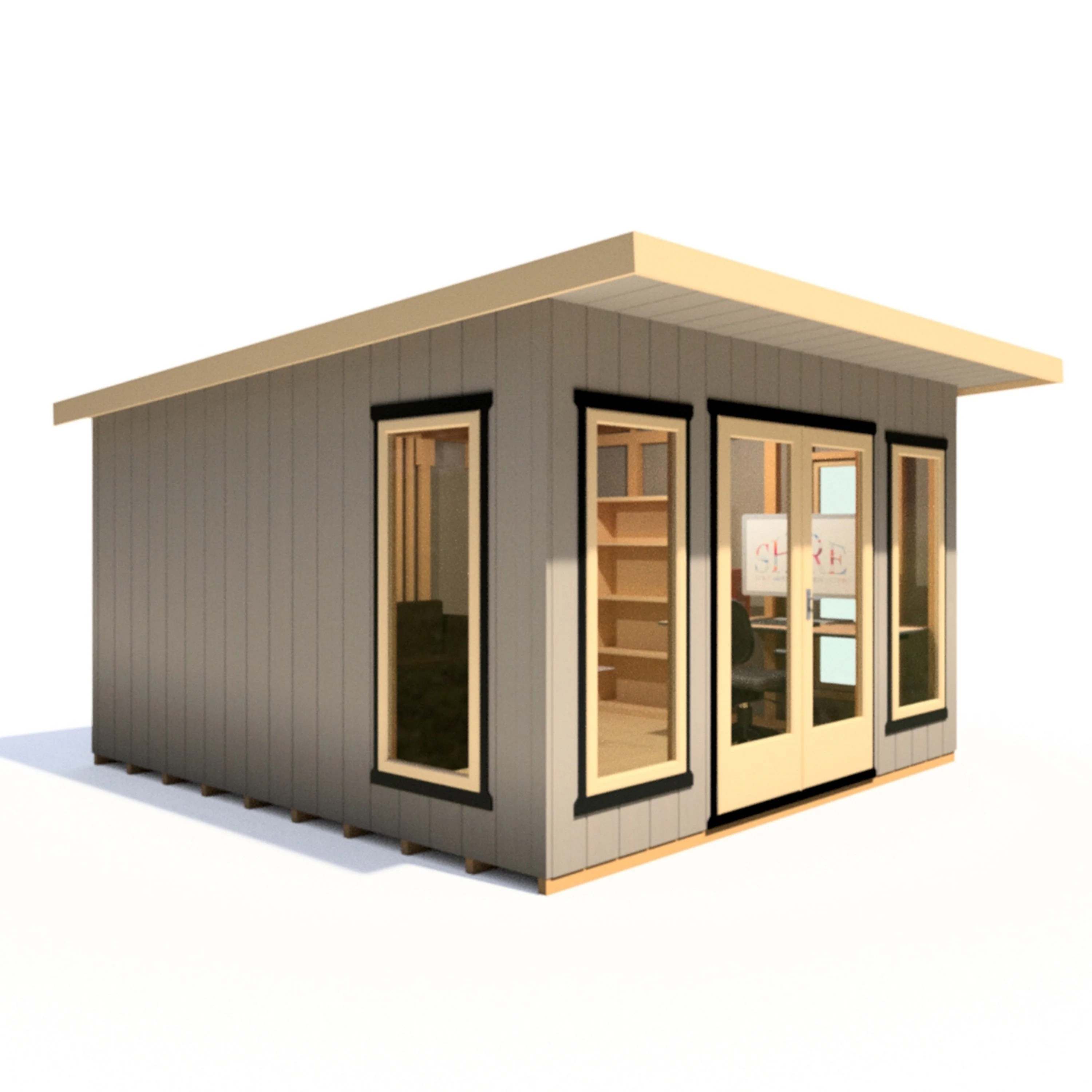 Shire Cali 12' 5" x 12' Pent Garden Office - Premium Wax Board - Image 7