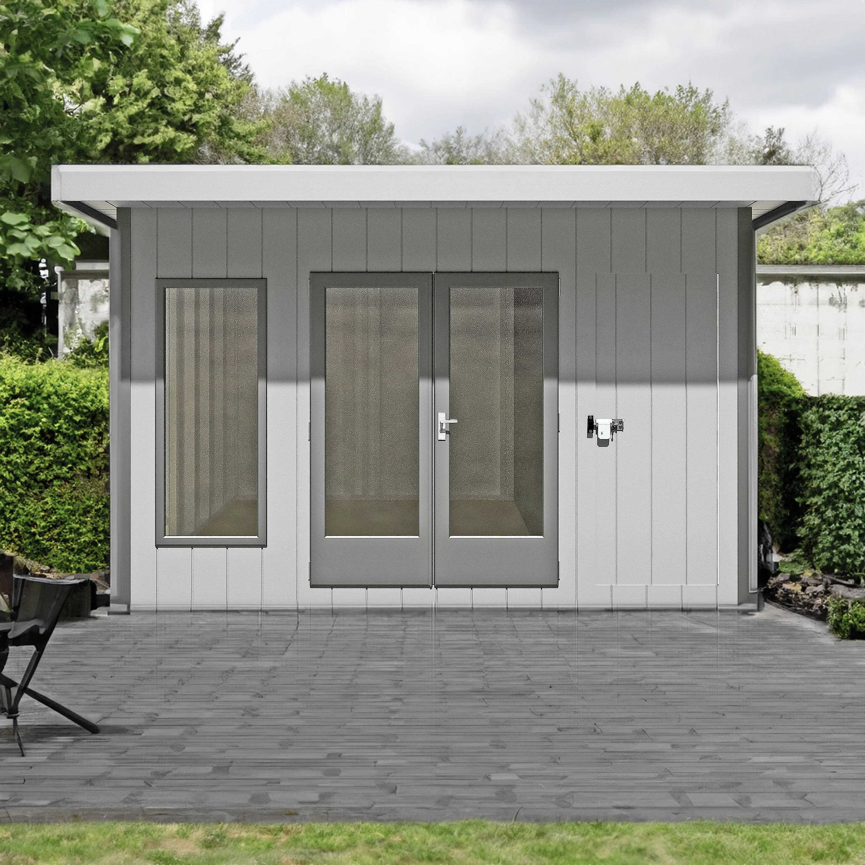 Shire Cali 12' 5" x 12' Pent Garden Office with Storage - Premium Wax Board - Image 2