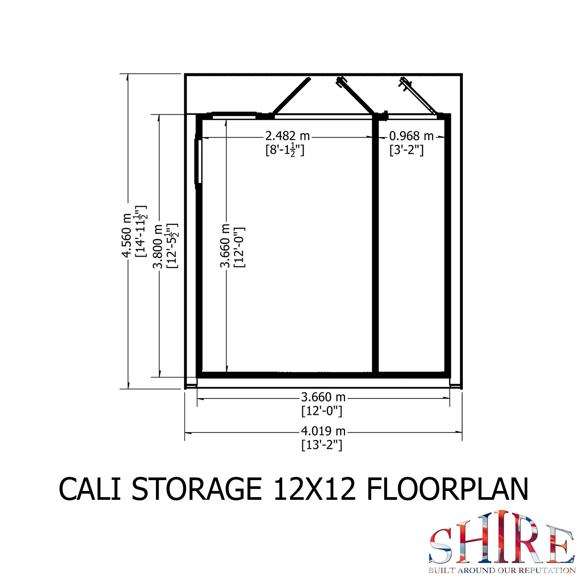 Shire Cali 12' 5" x 12' Pent Garden Office with Storage - Premium Wax Board - Image 4