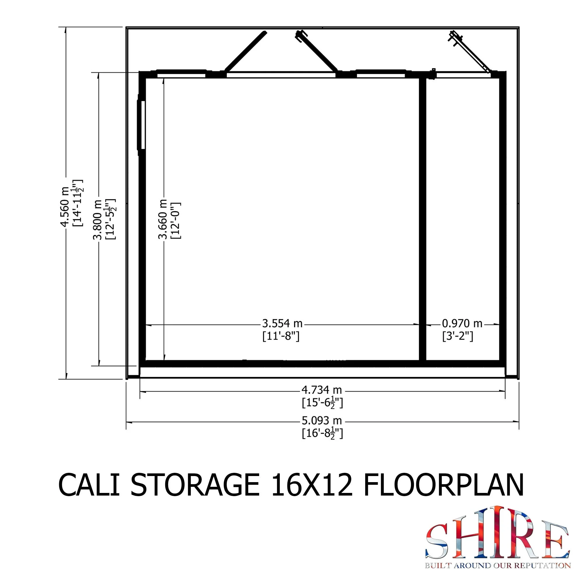 Shire Cali 12' 5" x 15' 6" Pent Garden Office with Storage - Premium Wax Board - Image 3
