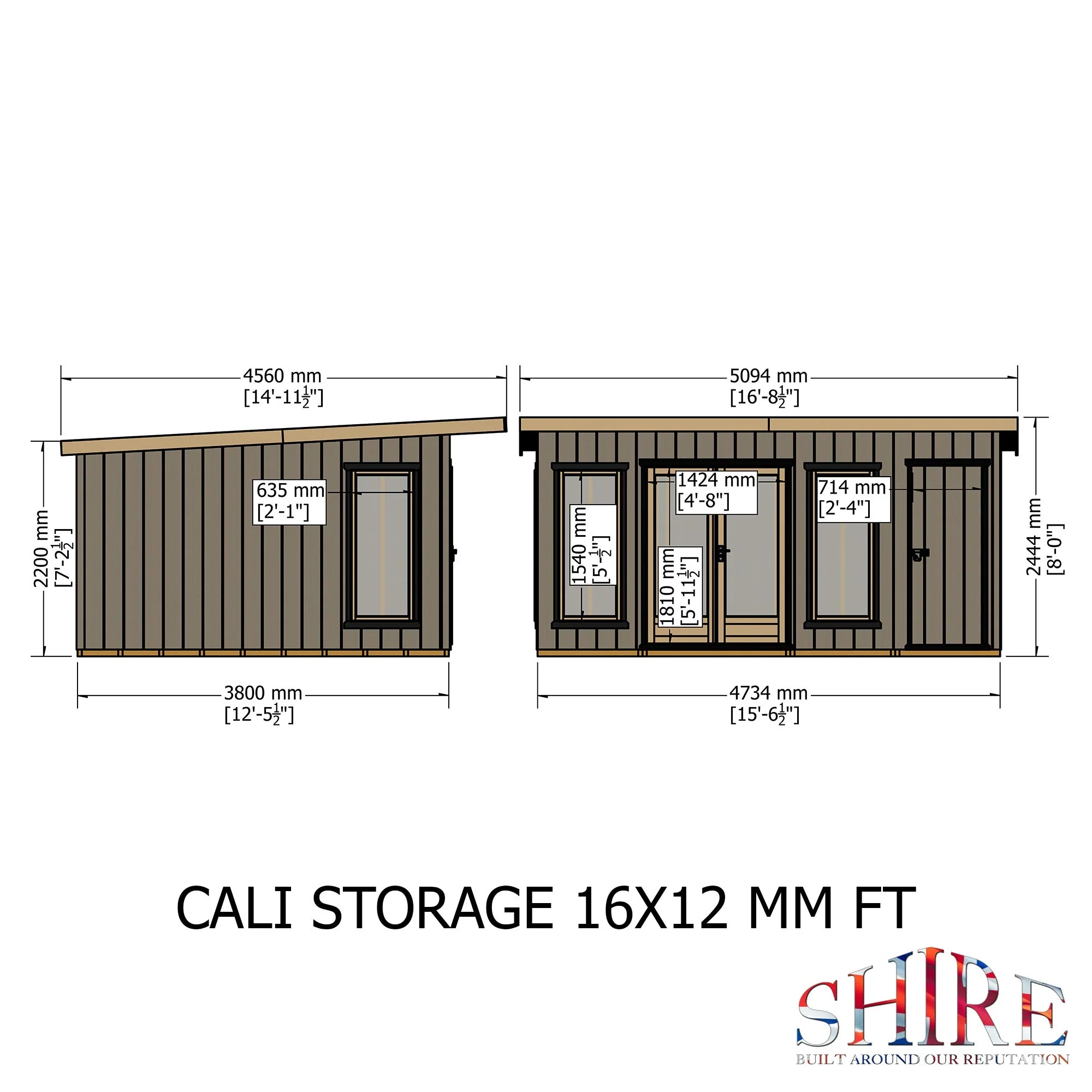 Shire Cali 12' 5" x 15' 6" Pent Garden Office with Storage - Premium Wax Board - Image 4