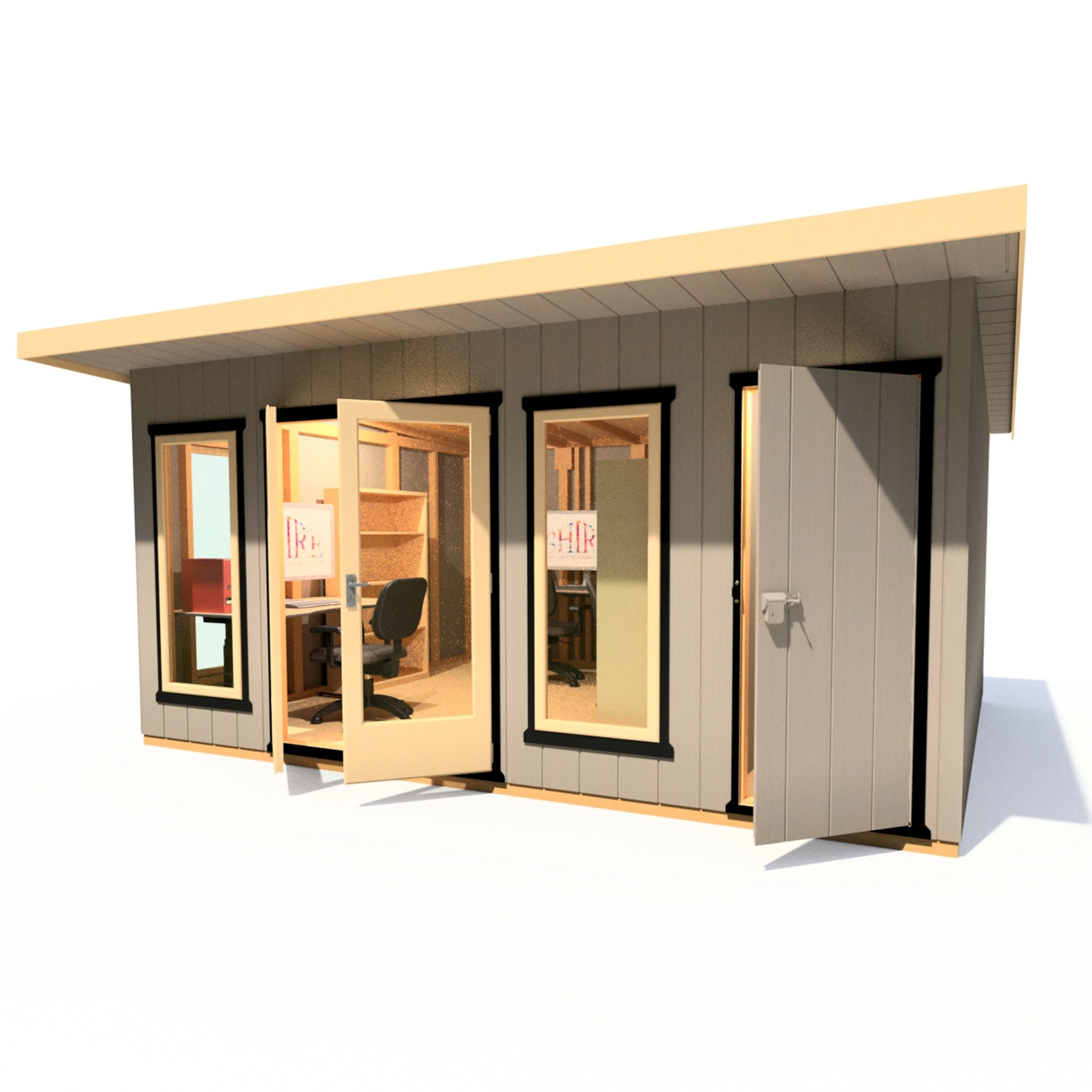 Shire Cali 12' 5" x 15' 6" Pent Garden Office with Storage - Premium Wax Board - Image 5