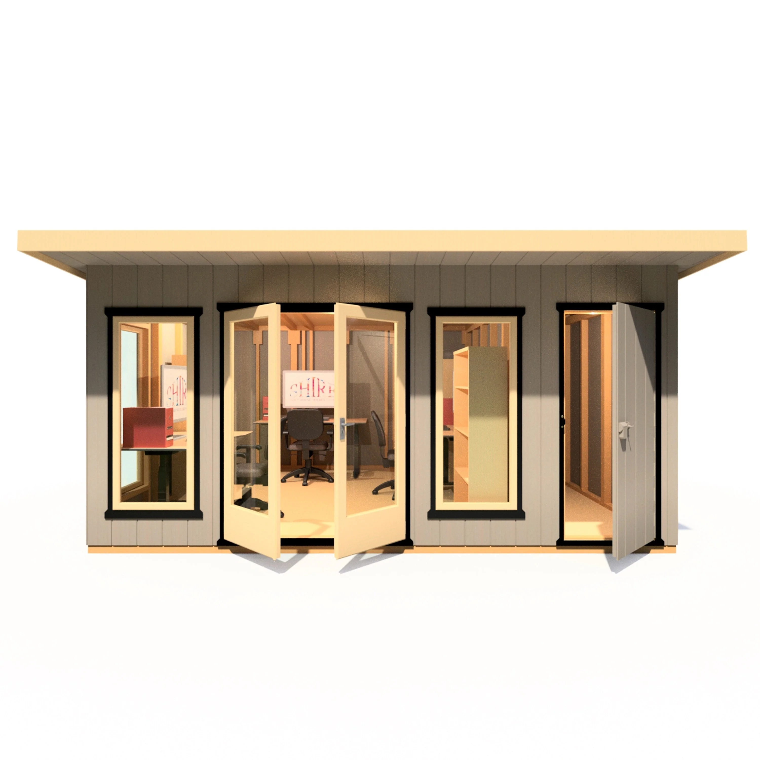 Shire Cali 12' 5" x 15' 6" Pent Garden Office with Storage - Premium Wax Board - Image 6