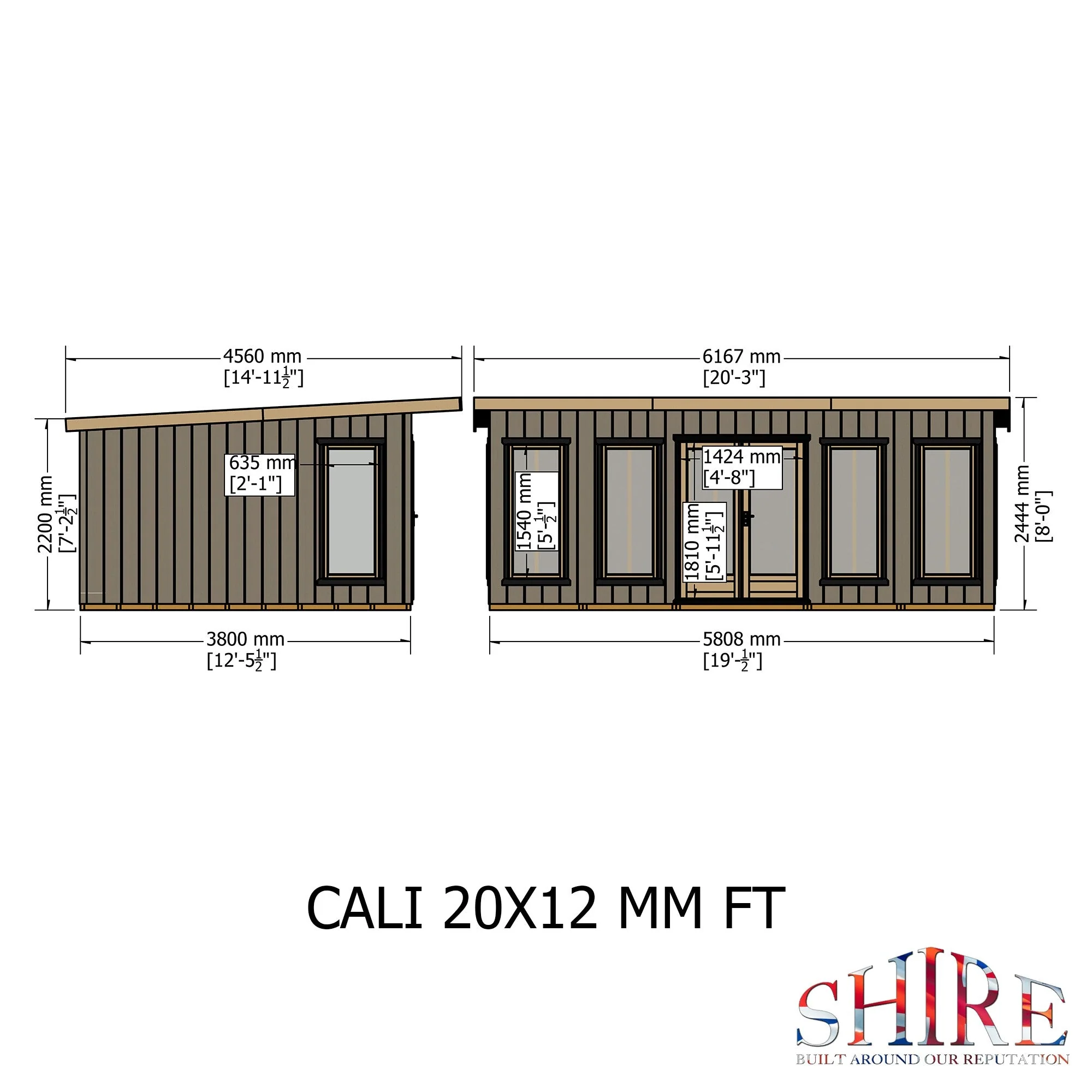 Shire Cali 12' 5" x 19' Pent Garden Office - Premium Wax Board - Image 5