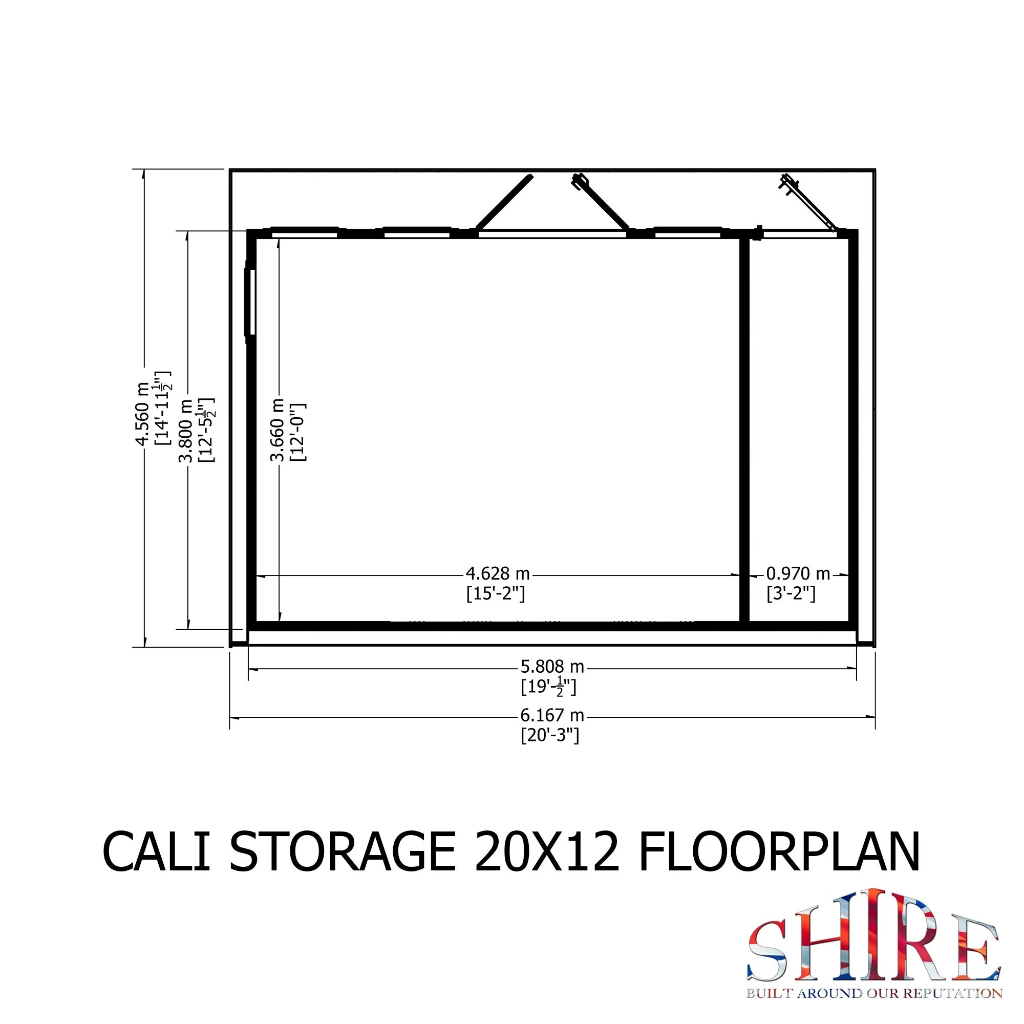 Shire Cali 12' 5" x 19' Pent Garden Office with Storage - Premium Wax Board - Image 4