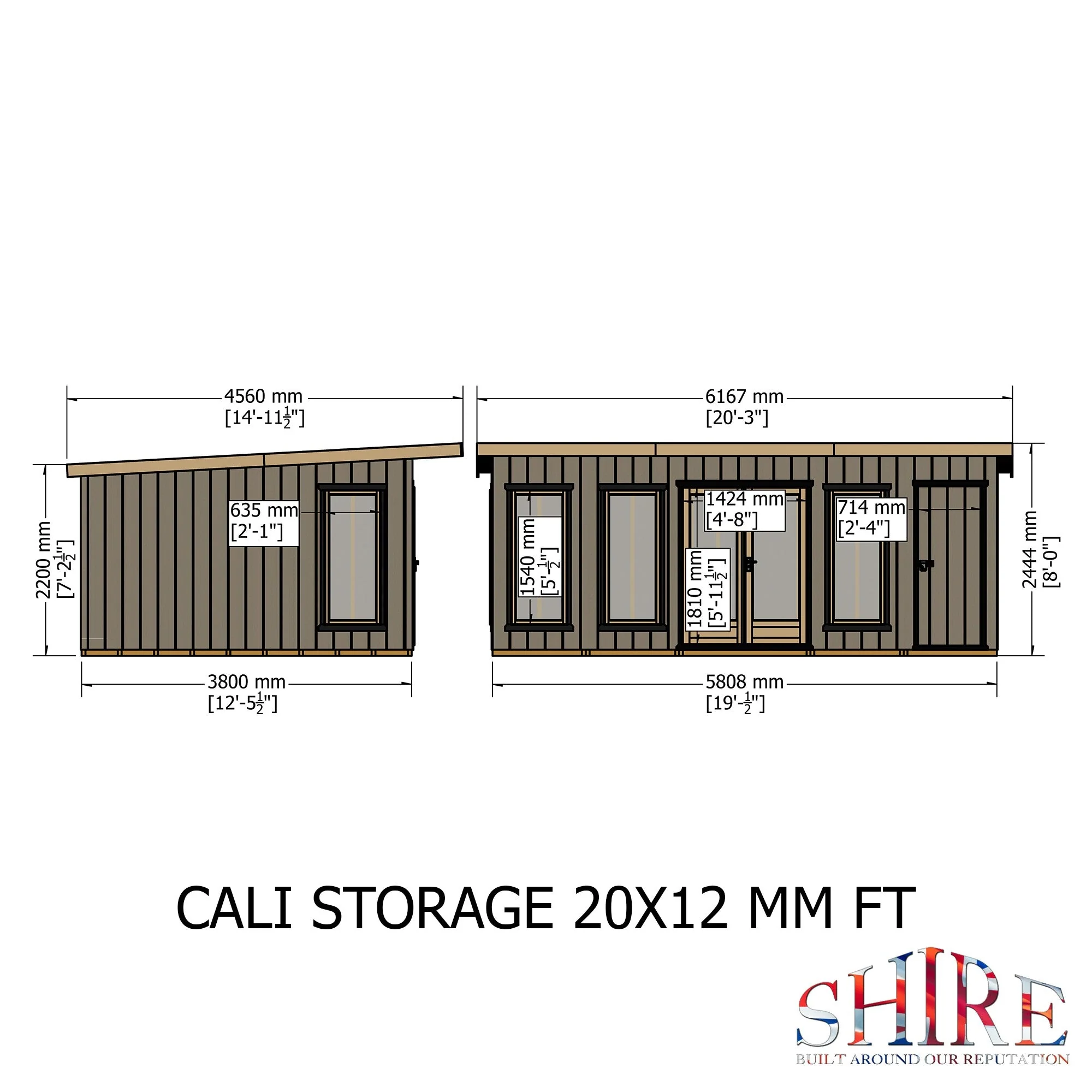 Shire Cali 12' 5" x 19' Pent Garden Office with Storage - Premium Wax Board - Image 5