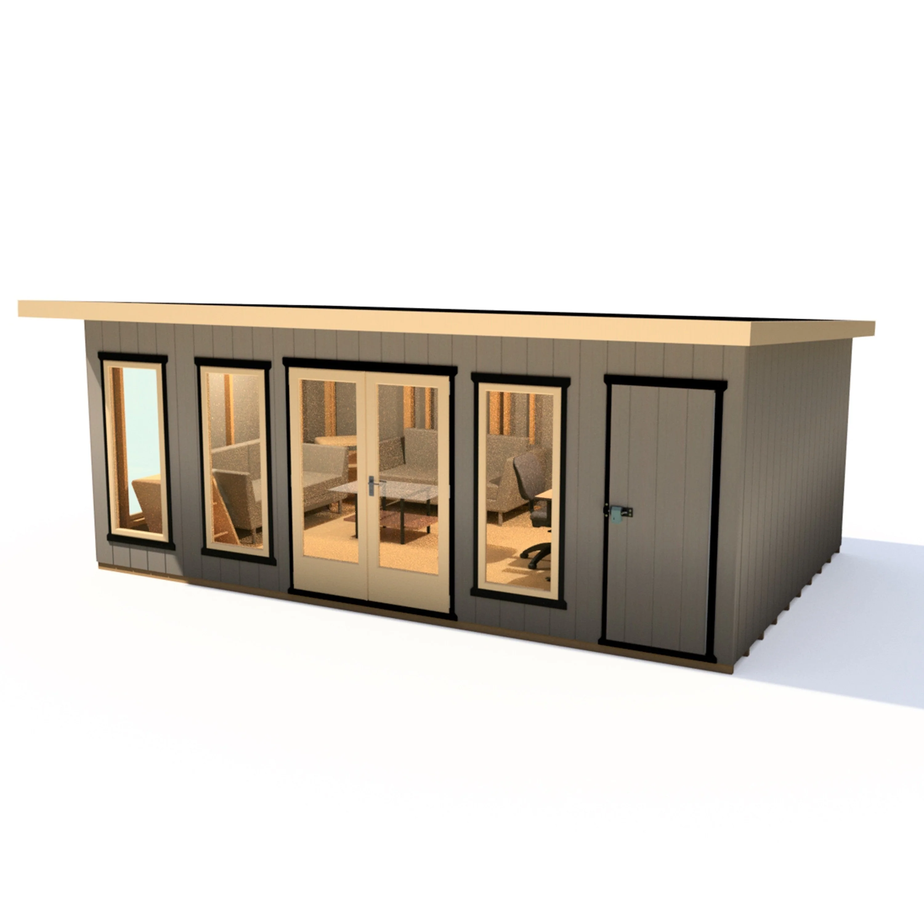Shire Cali 12' 5" x 19' Pent Garden Office with Storage - Premium Wax Board - Image 6