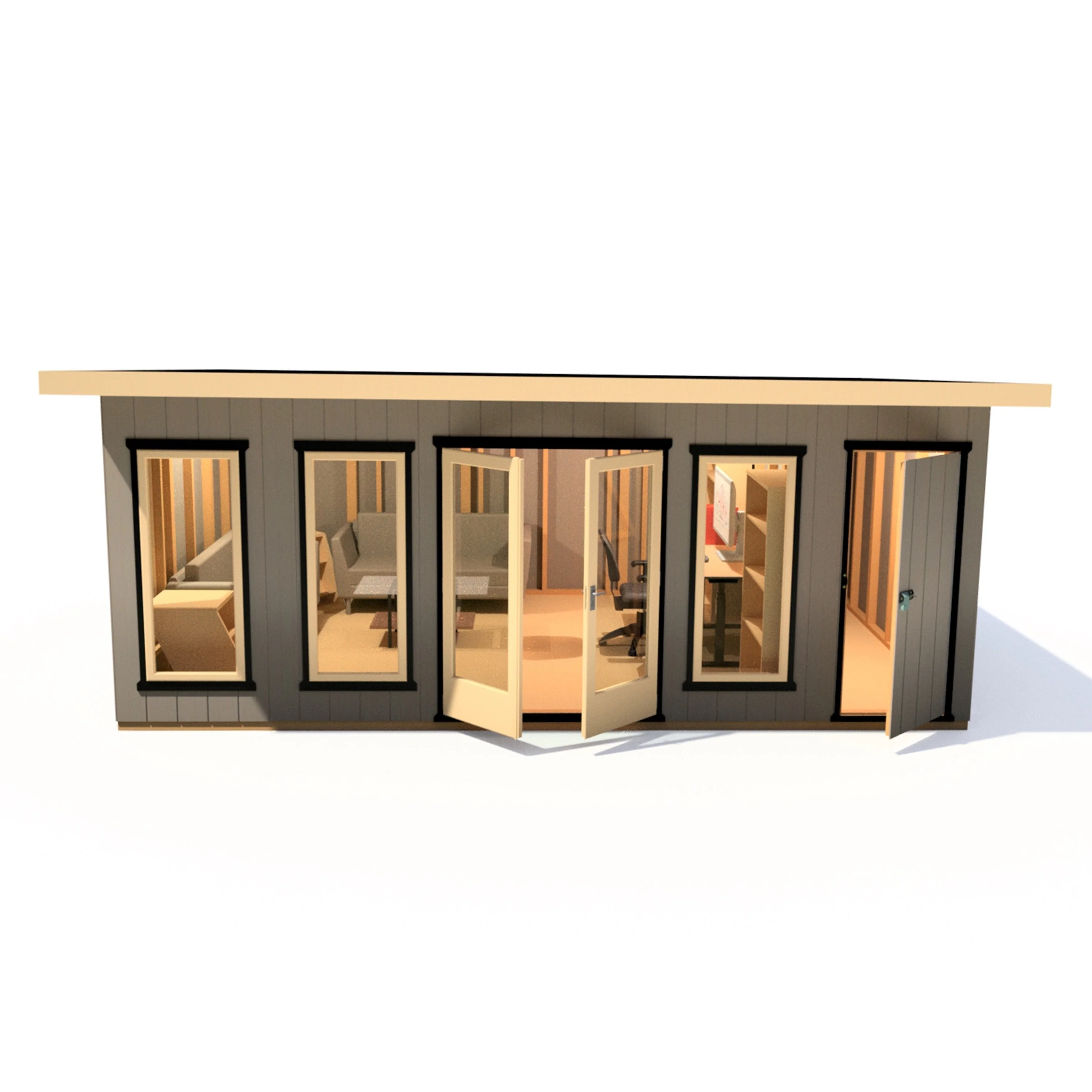 Shire Cali 12' 5" x 19' Pent Garden Office with Storage - Premium Wax Board - Image 7