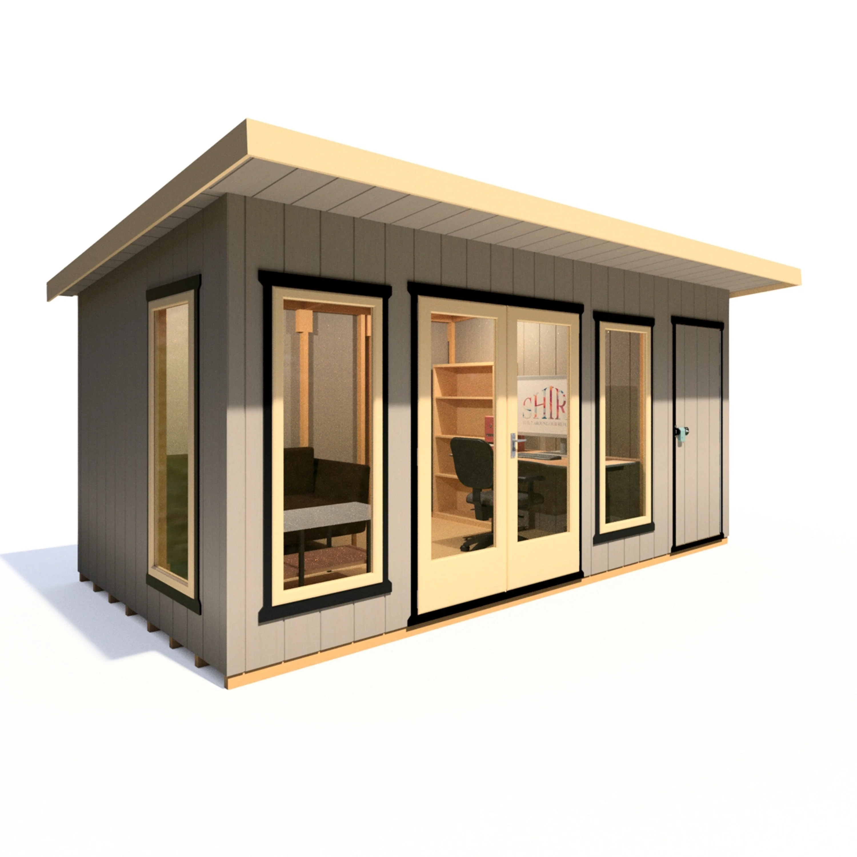 Shire Cali 8' 5" x 15' 6" Pent Garden Office with Storage - Premium Wax Board - Image 7