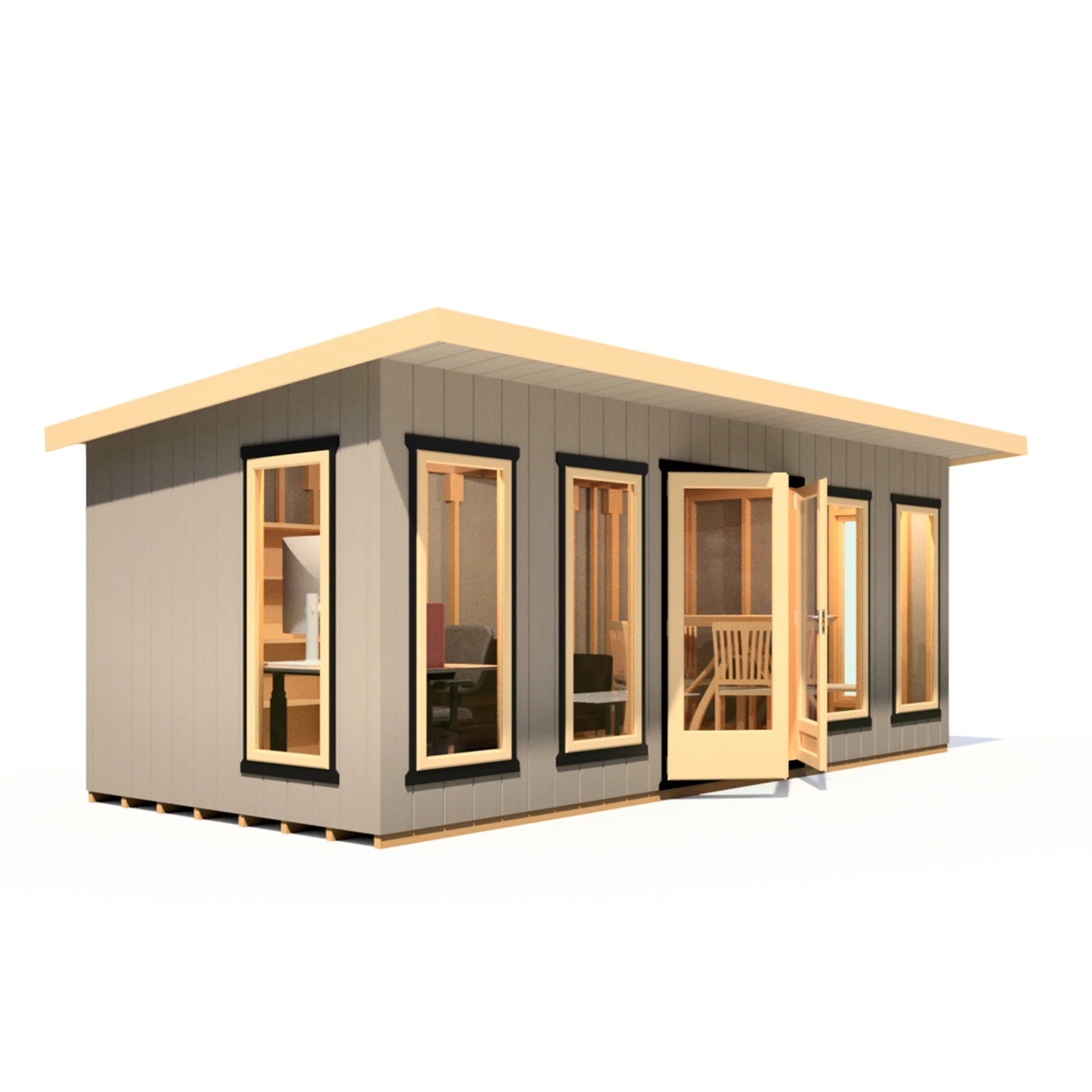 Shire Cali 8' 5" x 19' Pent Garden Office - Premium Wax Board - Image 2