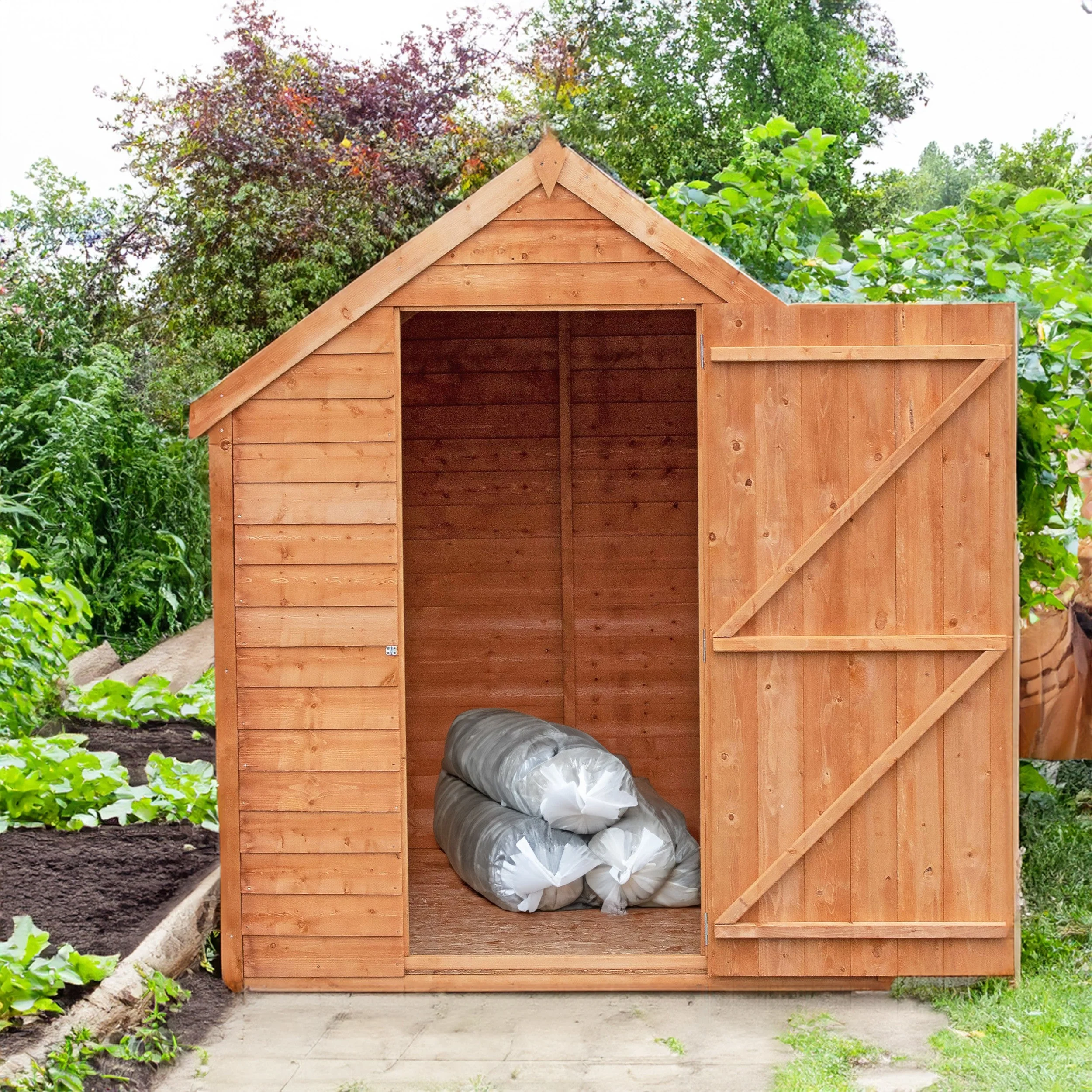 Cambridge 5' 1" x 6' 8" Apex Shed - Budget Dip Treated Overlap - Image 2
